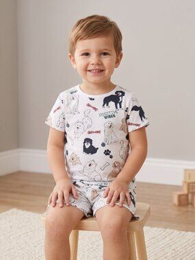 NWT | PatPat 2-Piece Dog Print Pajama Set | Shorts & Tee | Positive Vibes | 3-4Y